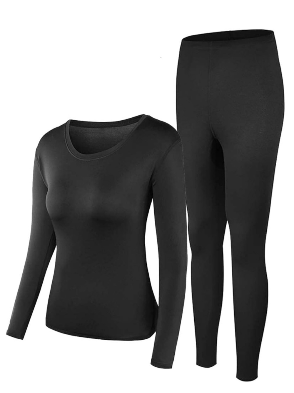 Women’s Black Thermal Long Sleeve Top & Legging Set Size Small